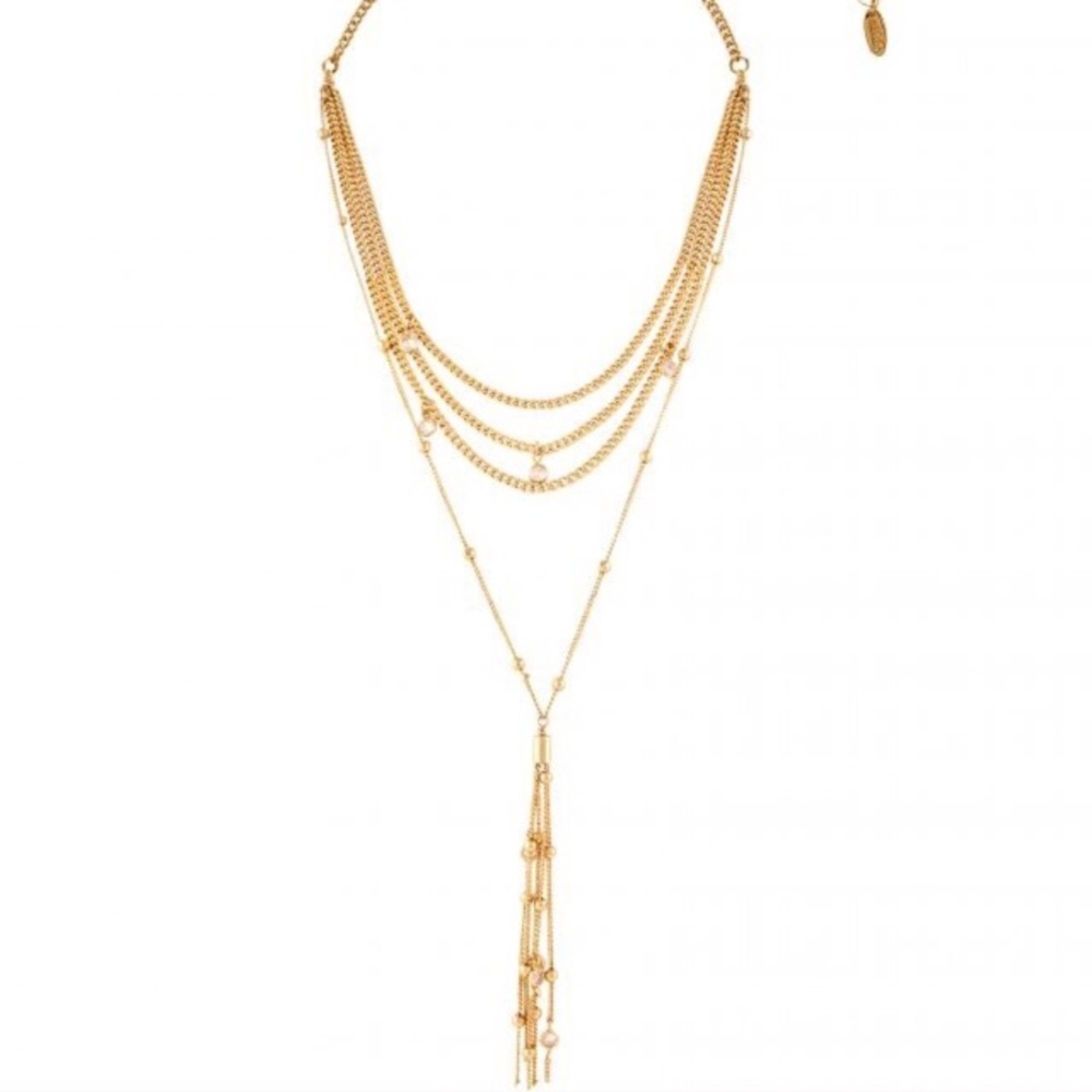 New Gold Layered Necklace Ettika Chloe Gold Tassel Necklace - Picture 9 of 12